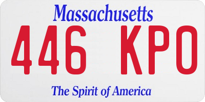 MA license plate 446KP0