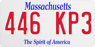MA license plate 446KP3