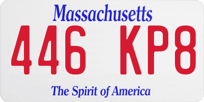 MA license plate 446KP8