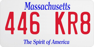 MA license plate 446KR8