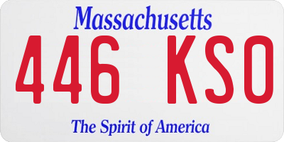 MA license plate 446KS0