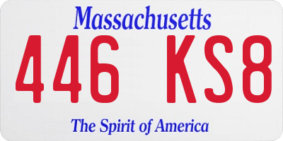 MA license plate 446KS8