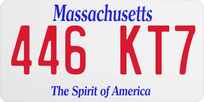 MA license plate 446KT7