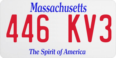 MA license plate 446KV3