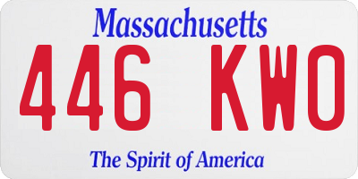 MA license plate 446KW0