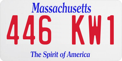 MA license plate 446KW1