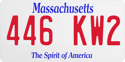 MA license plate 446KW2