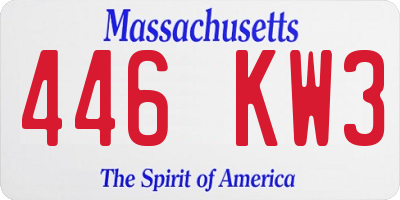MA license plate 446KW3