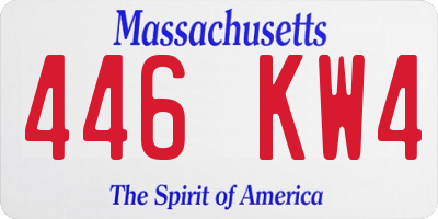MA license plate 446KW4