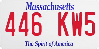 MA license plate 446KW5