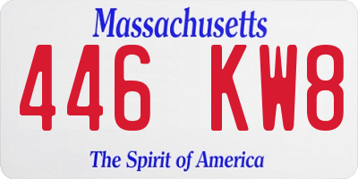 MA license plate 446KW8