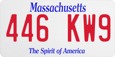 MA license plate 446KW9