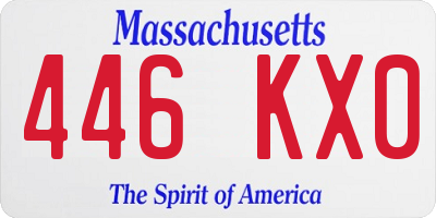 MA license plate 446KX0