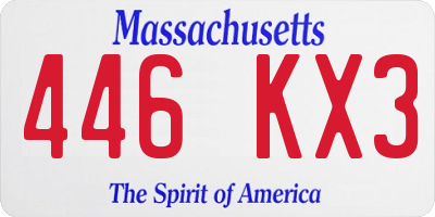 MA license plate 446KX3