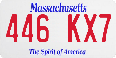 MA license plate 446KX7