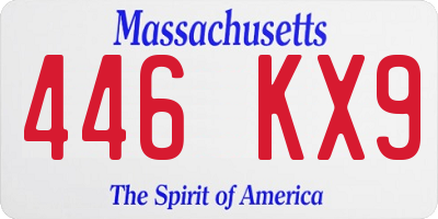 MA license plate 446KX9