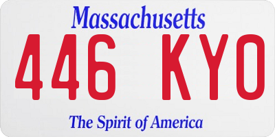 MA license plate 446KY0