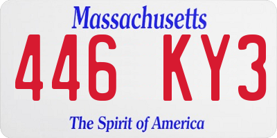 MA license plate 446KY3