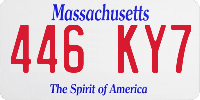 MA license plate 446KY7