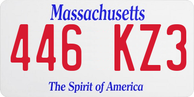 MA license plate 446KZ3