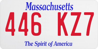 MA license plate 446KZ7