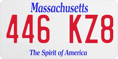 MA license plate 446KZ8