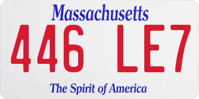 MA license plate 446LE7