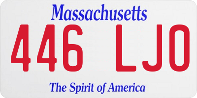 MA license plate 446LJ0