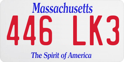 MA license plate 446LK3