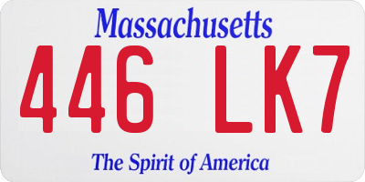 MA license plate 446LK7