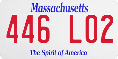 MA license plate 446LO2