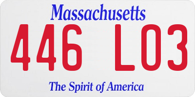 MA license plate 446LO3