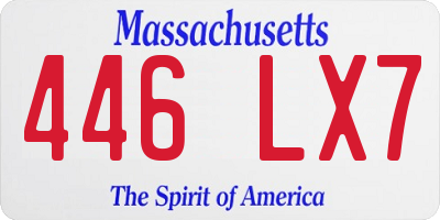 MA license plate 446LX7