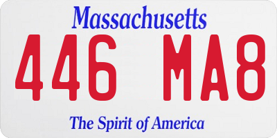 MA license plate 446MA8
