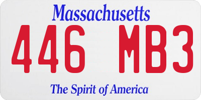 MA license plate 446MB3
