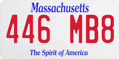 MA license plate 446MB8