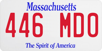 MA license plate 446MD0