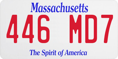 MA license plate 446MD7