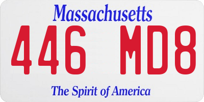 MA license plate 446MD8