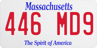 MA license plate 446MD9