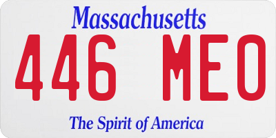 MA license plate 446ME0