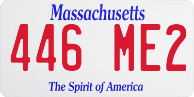 MA license plate 446ME2