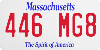 MA license plate 446MG8