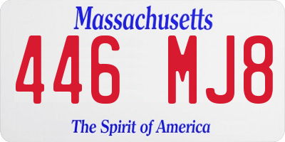 MA license plate 446MJ8