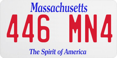 MA license plate 446MN4