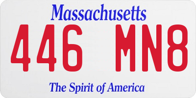 MA license plate 446MN8