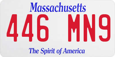 MA license plate 446MN9