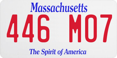 MA license plate 446MO7