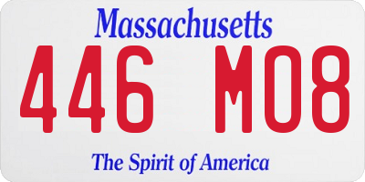 MA license plate 446MO8