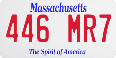 MA license plate 446MR7